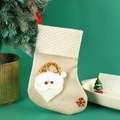Calza di Natale in lino con Babbo Natale 3D e motivo a onde con paillettes dorate - Babbo Natale / Grande 20cm / Champagne
