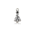 Vintage silver Christmas tree alloy pendant charm with detailed tiered texture - Christmas Tree Type B
