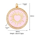 Anhänger mit rosa Emaille-Herz und Zirkonia-Einlage in vergoldeter Legierung - Rosa Runder Herz Sonnenstrahl Stil (K055896-Pink)