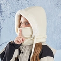 Beige winter hood mask for kids with windproof nylon exterior and faux fur lining - Off-White (Kids)