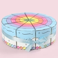 Rainbow gradient triangle cake gift box with blue cloud print and silk ribbon bow - 22x22x7.5cm / Blue Rainbow