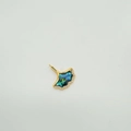18k gold plated ginkgo leaf pendant with blue abalone shell and zircon inlay - Fan Shape - Gold