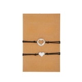 Set di due braccialetti in corda nera con ciondoli a cuore su biglietto regalo - Sorelle Cuore(ZJ3849)