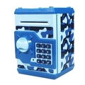 Smart ATM piggy bank with digital keypad and camouflage blue finish for kids - Blue Camo