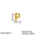 Chubby 3D golden bubble letter P pendant in polished stainless steel balloon style - Letter-P
