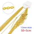 Detail of 1.5mm golden stainless steel chain with length specifications and texture - Flat Cross Gold 1.5mm-50+5cm