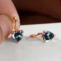 Elegant rose gold heart lever-back earrings with mystic topaz and white zircon stones - Rose Gold Plated Mystic Topaz Zircon