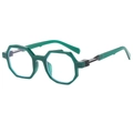 Occhiali da sole vintage a poligono irregolare con montatura verde scuro e lenti trasparenti - Montatura Verde