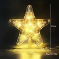Lighted 25cm clear star tree topper with warm LED lights for Christmas decoration - 23cm Five-pointed Star Warm Light