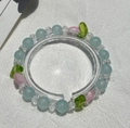 Exquisite pearl and sea blue beaded bracelet with colorful crystal accents - S025 - [blue] Tulip Bracelet #sz213