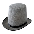 Classic 20cm grey felt top hat with black ribbon band for magician party and performance - Adult (Height 20cm/Circumference 61cm) / Dark Gray