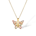 Elegante collana a farfalla cava placcata in oro 18K con cristalli colorati brillanti - Collana farfalla