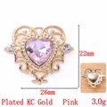 Pink heart crystal baroque pendant with KC gold plating and rhinestone accents, 26x22mm - Pink (KC Gold Plated)