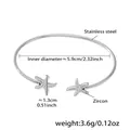 Bracciale rigido a stella marina in acciaio argento con zirconi e diametro interno 5,9 cm - Bracciale Stella Marina Argentata con Zircone 5A (Z442)