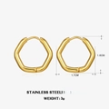 Orecchini a cerchio esagonali minimalisti in acciaio inossidabile placcato oro 18K, 1,7 cm - 1.7cm x 1.6cm / Oro