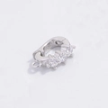 Close-up of S925 sterling silver jewelry clasp with three small inlaid gemstones - White Gold Triple Zircon Universal Snap