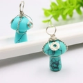 Pendentif champignon en turquoise fait main avec fil métallique enroulé artisanal - Turquoise Ton Argent
