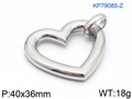 Silver hollow heart pendant in polished titanium steel, size 40x36mm, 18g weight - Steel Color Smooth Style (KP79085-Z)