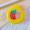 Round yellow strawberry cartoon air cushion hairbrush with portable mirror for kids - Hugging Bear (Round Comb)