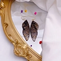 Elegant gold-tone S925 silver cicada wing earrings with black translucent gradient and gold foil - Black Gold Foil