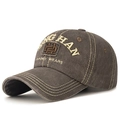 Casquette vintage en coton lavé marron avec broderie détaillée Spring Han - Réglable / café