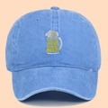 Light blue washed cotton baseball cap featuring SAVE WATER DRINK BEER embroidery - Adjustable / Light Blue