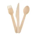 Three-piece eco-friendly disposable wooden cutlery set featuring natural birch knife fork spoon - Wooden Knife