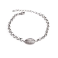 Pulsera de cadena rolo de acero inoxidable plateado con colgante de caracola de circón - Estilo con Colgante de Concha y Circonita / Plateado