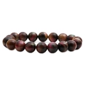 Pulsera de cuentas de ojo de tigre pulido con gemas en tonos rojo oscuro y violeta intenso - Piedra de Ojo de Tigre de Pavo Real 1-10MM