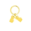 Golden stainless steel keychain with double creative cat charms in minimalist design - 2 Cats / Gold