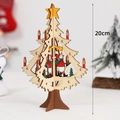 Albero di Natale 3D in legno da 20cm con pupazzo di neve e motivi di candele - Albero in Legno Naturale Grande - Pupazzo di Neve