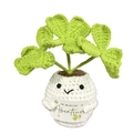 Handmade crochet potted plant doll with German adventure card and green leaves - Four-leaf Clover Potted
