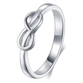 Elegant silver infinity knot ring with polished metallic finish and minimalist design - US 7 / White Gold