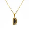 Golden 18k letter D pendant necklace with black enamel inlay and concentric gold lines - Letter D Style (D)