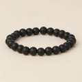 Minimalist matte black agate beaded bracelet with durable elastic cord for daily wear - Matte Black / 6mm
