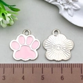 Ciondoli a zampa rosa e ciliegio argento con scala di misurazione per gioielli - Zampa di Gatto Rosa 16,5x17,5 mm