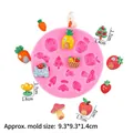 Pink silicone fruit fairy house mold with finished resin crafts and size labels - Round Shape / Pink