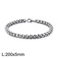 Polished silver stainless steel box chain bracelet for men with lobster clasp, 5mm x 200mm - 5mm Width (20cm Length) / Silver