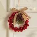 Ghirlanda natalizia con campanelli rossi e fiocco di iuta, decoro festivo da 14 cm - Ghirlanda di campane rosse