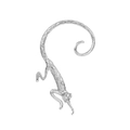 Silver cat ear cuff wrap with detailed hair texture and curved tail for non-pierced ears - Silver Cat Style (KWG-0948# Right Ear)