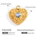 Golden stainless steel heart pendant with blue zircon stone and baroque details - PJ91430B-Blue Stone Heart