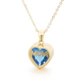 Gold MOM heart pendant necklace with blue birthstone gem for Mother's Day gift - Gold December (KN196900-K)