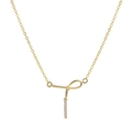 Elegante goldene Halskette mit gedrehtem Design und funkelndem Zirkonia-Stab-Anhänger - Knoten Stab Stil (MY2495-2)