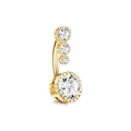 Piercing ombelico dorato con zirconi lineari e grande gemma rotonda trasparente - XY-6 3 Pietre Lineari
