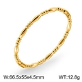 Bamboo style 18k gold plated stainless steel bangle with polished metallic finish - Gold Olive Beaded Style (KB171033-KFC)