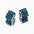 Blue rhinestone large hole beads in stainless steel for DIY jewelry making - 10pcs/Pack / Blue