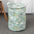 Collapsible canvas laundry basket with light blue polar bear print and carry handles - Green Bear / 35*41cm (45L)