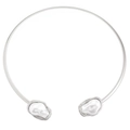 Silver baroque irregular pearl open choker necklace with minimalist fashion design - Silver Double Baroque Pearl Choker (4595)