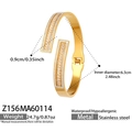 Brazalete de acero inoxidable dorado con circonita 5A, resistente al agua e hipoalergénico - Z156-Oro Hilera de Diamantes
