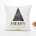 Weißer Kissenbezug mit schwarzem Weihnachtsbaum und goldenem Merry Christmas Schriftzug - Weihnachtsbaum - Mit 400g Kern / 45x45cm